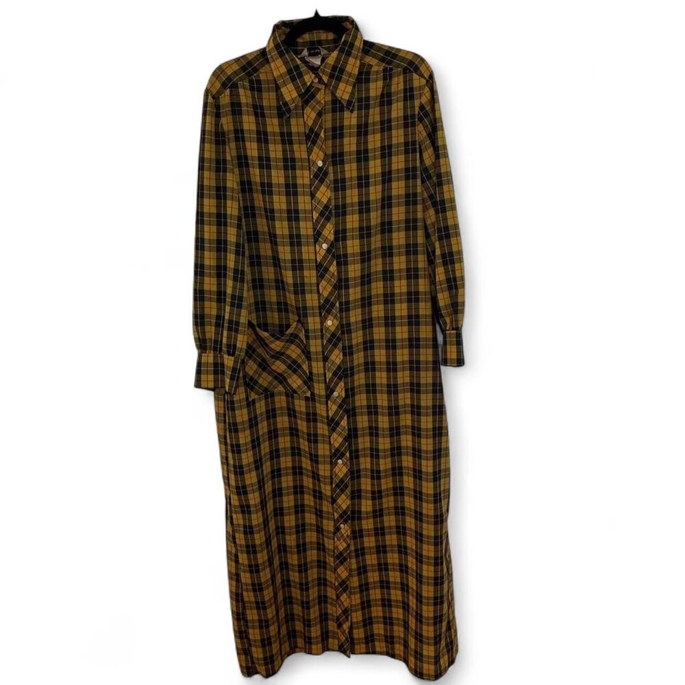 Vintage 70s TV Loungers Plaid Maxi House Dress